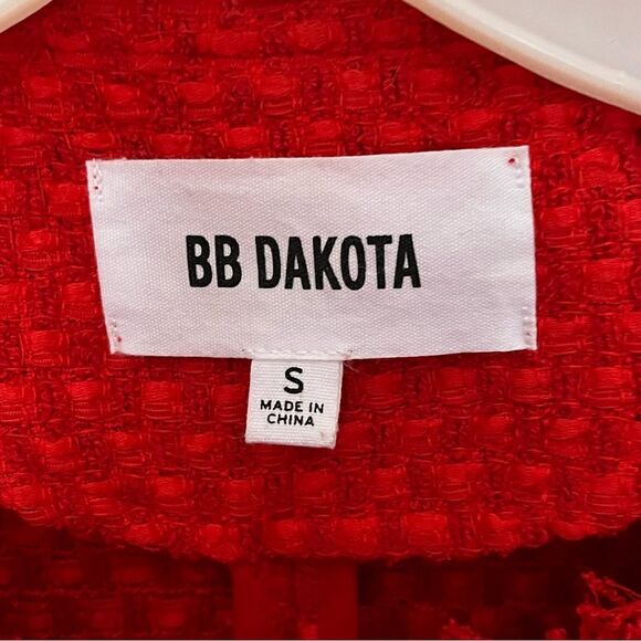 BB Dakota Feeling Fancy Red Tweed Zip Front Collarless Jacket Blazer Size Small - Picture 4 of 12